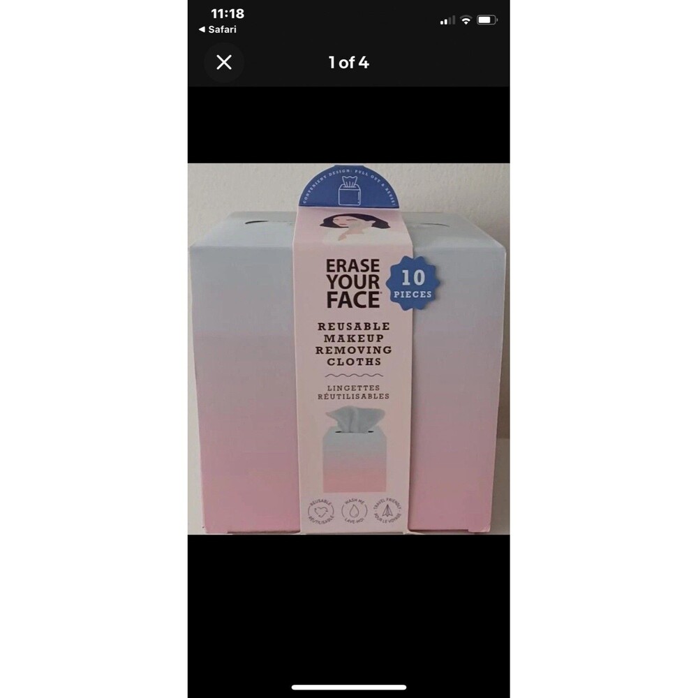 ERASE YOUR FACE REUSABLE MAKEUP REMOVING CLOTHS REUSABLE BOX OF 10 PIECES